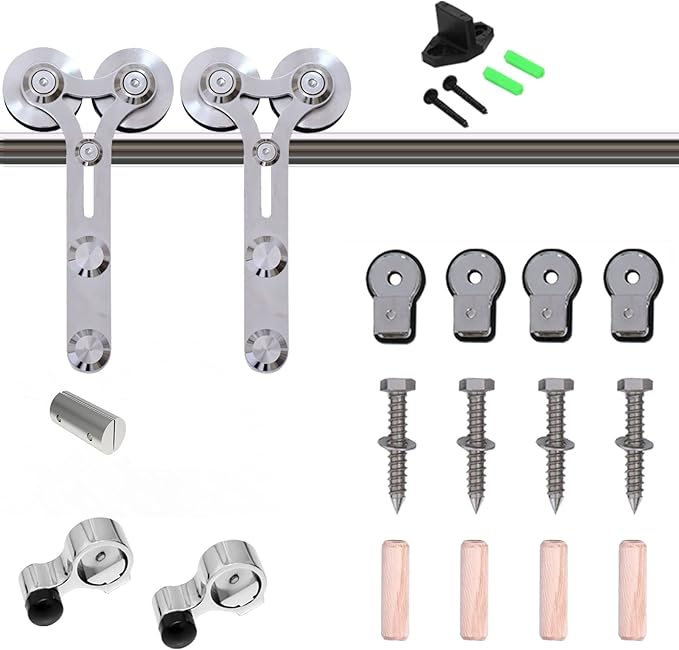 TSMST 8FT Sliding Barn Door Hardware Kit, Stainless Steel Heavy Duty Sturdy Barn Door Track for Single Wood Door, Slide Smoothly Quietly (Y Style)