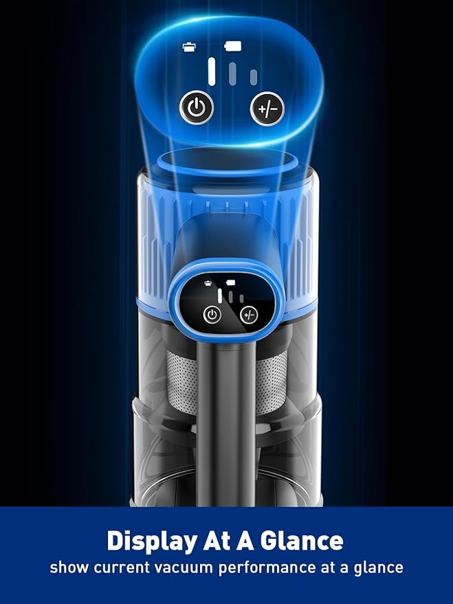 Cordless Vacuum Cleaner, 8 in 1 Powerful Suction Lightweight Vacuum Cleaner for Home, LED Display, 3 Suction Modes, 45Mins Detachable Battery Vacuum for Hard Floor Carpet Pet Hair