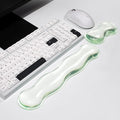 Mouse Pad with Wrist Rest, Soft Cloud Gel Keyboard Mouse Pad Set with Hand Wrist Support, Cute Non Slip Office Desk Accessories for Comfort/Pain Relief/PC Gaming/Computer/Laptop, (Green Wave)