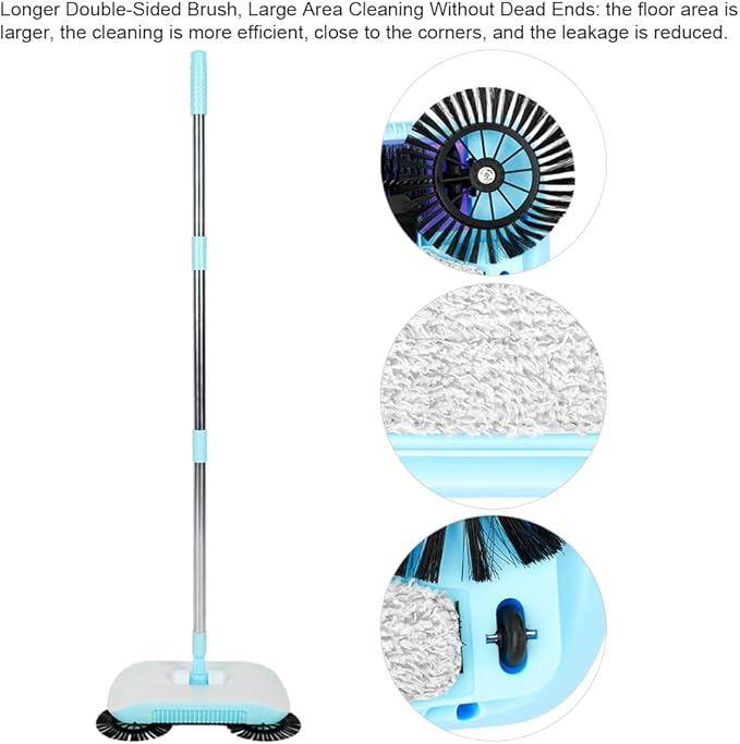 Acouto Household Hand Push Sweeper Broom Pan Floor Tools e Hand Swee for Home, Efficient Floor Sweeper for and Debris (Blue)