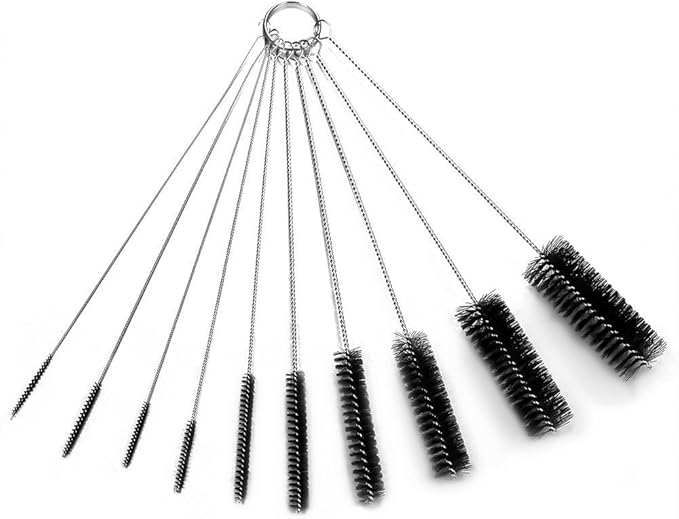 Eboot 10 Pcs 8.2 Inch Tube Cleaning Brushes Nylon Cleaner Brush Long Sink Drain Pipe Cleaning Brushes 10 Different Diameters for Bottle Straw Tumbler Home Sink Plumbing