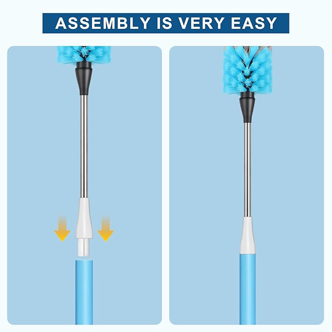 Water Bottle Brush 3-Piece Set, 15-inch Long Bottle Brush, Kitchen Brush Set with Straw Cleaner and Cup Lid Cleaning Brush. Bottle brushes suitable for water bottles, cups, glasses, baby bottles. Blue
