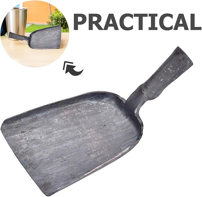 Veemoon Steel Fireplace Ash Shovel, BBQ Charcoal Shovel Small Compact Coal Scoop Cleaning Flat Scooping Spade for Kitchen Sand Stove Garden Supplies Outdoor Indoor (4.3 * 7.8“)