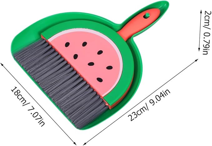 VOSAREA Small Dustpan and Brush Set Watermelon Mini Dustpan and Brush Whisk Broom and Dust Pan Tiny Cleaning Broom Mini Hand Broom for Table Desk Keyboard Pet Nest
