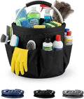 Multifunctional 17L Cleaning Caddy,Foldable 600D Organizer Bag with EVA Grip and 6 Pockets,Portable Storage Tote for Housekeeping,Car Detailing,Garden,Bathroom and Dorm (black)