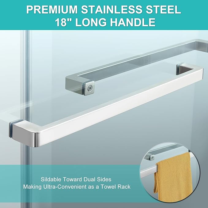 Milano Double Sliding Shower Door, 60 in.W x 74 in.H Framed Shower Door 5/16"(8mm) Clear Tempered Glass, 18 inch Pull Handle, Stainless Steel Hardware, Chrome Finished