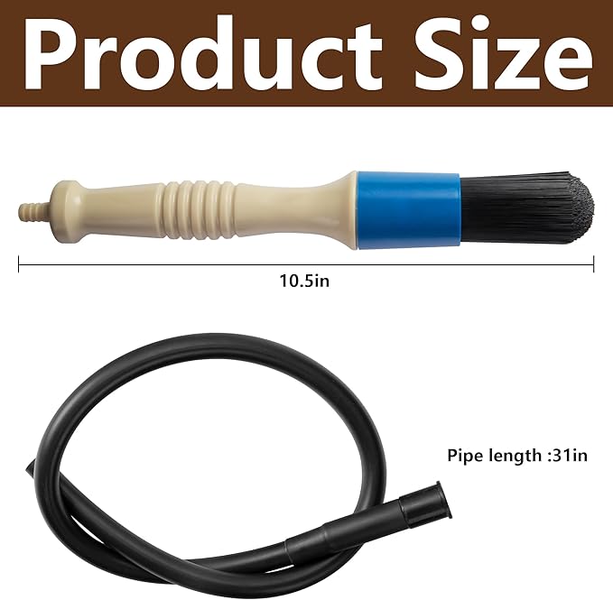 moonoom 2 Pcs Parts Washer Brush with Hose- Wear Resistant Parts Cleaning Brush with 31 Inch Long Hose- Parts Cleaner Flow Through Replacement Brush for Parts Cleaning