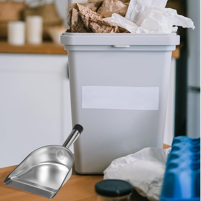 Gatuida Stainless Steel Dust Pan with Handle 14.5 Inch Metal Dustpan Heavy Duty Handheld Scooper for Indoor Outdoor Cleaning Fireplace and Commercial Use