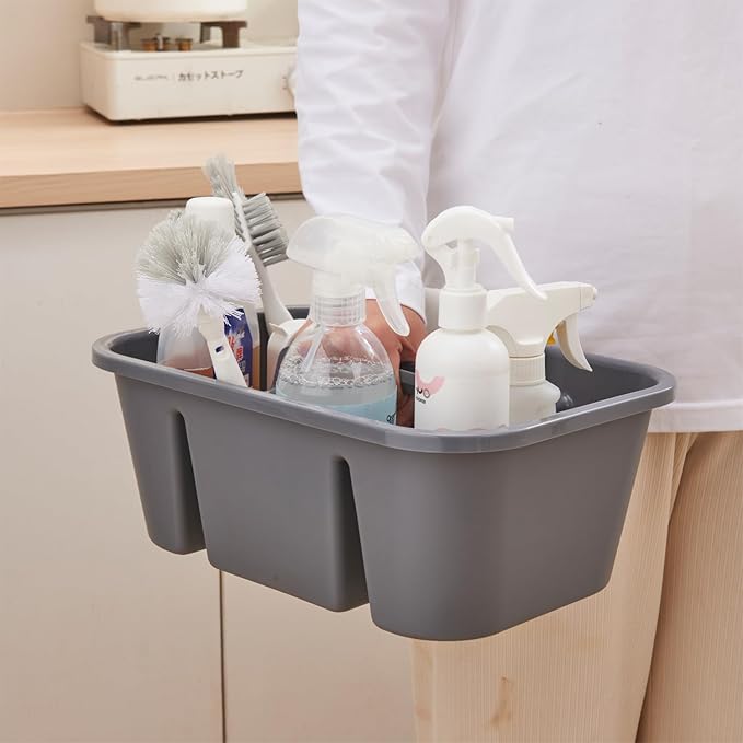 Portable Shower Caddy Basket with 4 Compartments Fits Small/Medium Bottles ≤2.36" Dia. Divided Cleaning Supplies Organizer Storage for Small Tools, Bathroom, Kitchen, College Dorm, Garden, Under Sink