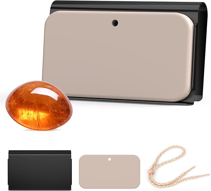 Car Air Freshener, 2-in-1 Stone Car Freshener with Visor Clip & Hanging Scent Diffuser, Natural Scent Stone Diffuser, Long-Lasting Odor Eliminator for Car or Home, Smooth Amber