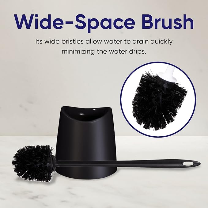 Toilet Brush Cleaner and Holder Black Toilet Bowl Cleaner Brush with Scrubbing Wand, Brush and Storage Caddy for Easy Bathroom Cleaning