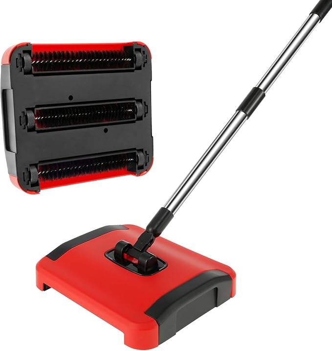 MINCHENGM Carpet Floor Sweeper with Horsehair Manual Carpet Sweeper Cleaner Non-Electric Carpet Broom Sweeper Efficient Hand Push Carpet Sweeper Rug Roller Brush Push for Cleaning Pet Hair Loose Debri