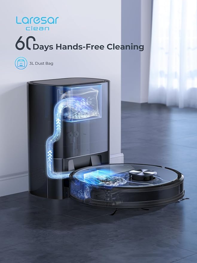 Robot Vacuum and Mop, 5000Pa Self-Emptying Robot Vacuum, Smart Lidar Navigation Robot Vacuum Cleaner with Home Mapping, 180 Min Max, Ultra-Slim, Ideal for Pet Hair, Hard Floor, Carpet (L6 Nex)
