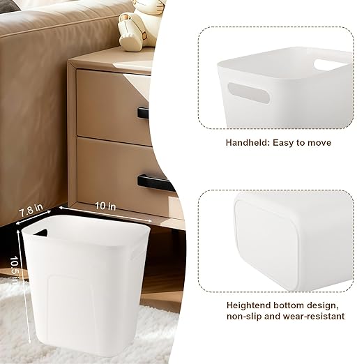 UUJOLY Small Bathroom Trash Can with Trash Bag Wastebasket Garbage Can for Bathrooms, Laundry Room, Kitchens, Offices, Kids Rooms, Dorms, 3.5 Gallons, 3 Pack (White)