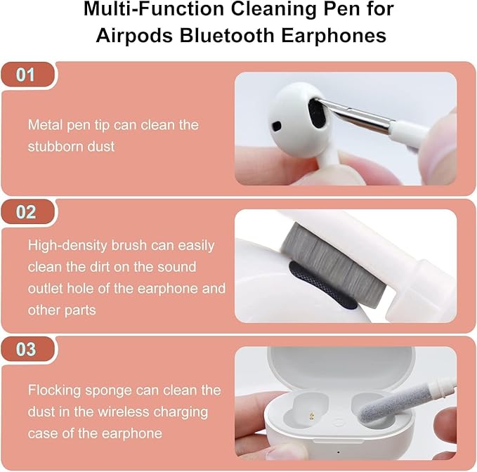 5 in 1 Keyboard Cleaning Brush Kit,Multifunctional Earbuds Cleaner with Keycap Puller,Cleaning Tools for Mechanical Keyboard,PC Laptop and Earphone (White)
