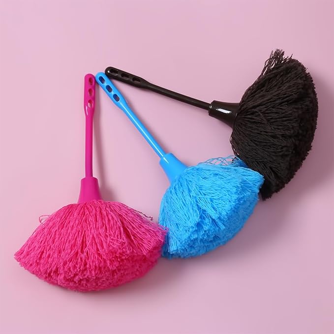 2pcs Pink Static Electricity Fiber Dusters with Handle, Non-extendable Handheld Dust Cleaner for Home and Car, Electrostatic Cleaning Tool for Furniture and Surfaces
