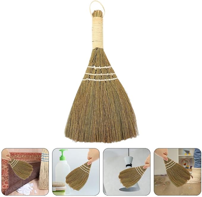 Hemoton Desktop Broom Portable Mini Hand Broom with Ergonomic Handle and Natural Bristles for Tabletop Cleaning Dust Removal in Kitchen and Indoor Use