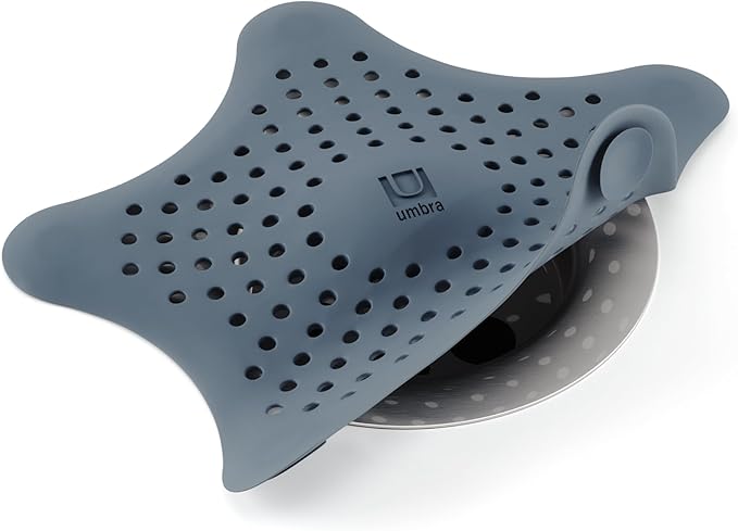 Umbra Starfish Hair Catcher, Fun Drain Cover Fits Most Standard Tub and Shower Drains, 6" Diameter, Slate Blue