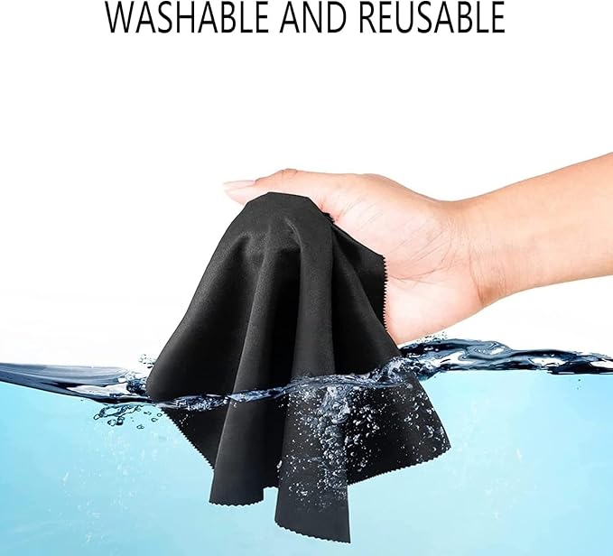12 Pack Eyeglass Cleaning Cloths for Glasses, 6 Black & 6 Gray, 6x7 Inch Soft Lint-Free Lens Cleaning Wipes Glasses Cleaner Cloth for Screens, Cameras, and Electronics