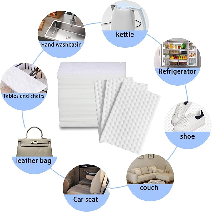 Magic Cleaning Sponge Eraser Sheets,50 Count Convex Point Melamine Sponge, Thickened, Long Lasting, Disposable Cleaner Pads Eraser Wipes for Kitchen Shoe Furniture Bathroom Hard-to-Reach Places