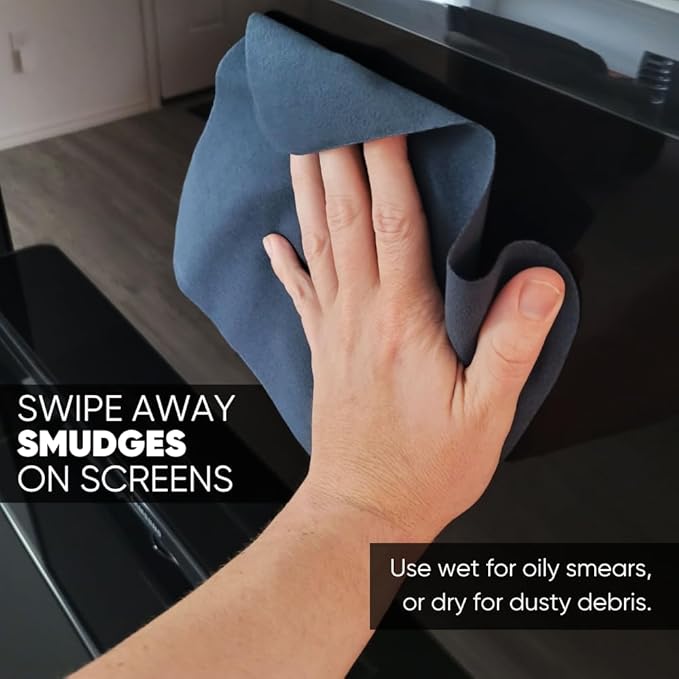 Premium Screen Cleaning Cloth by Microfiber Wholesale | Black | 10”x10” | 10pk | Soft Microfiber Suede | Mid-Size Reusable | No Lint Scratch-Free Durable | TVs Laptops Monitors