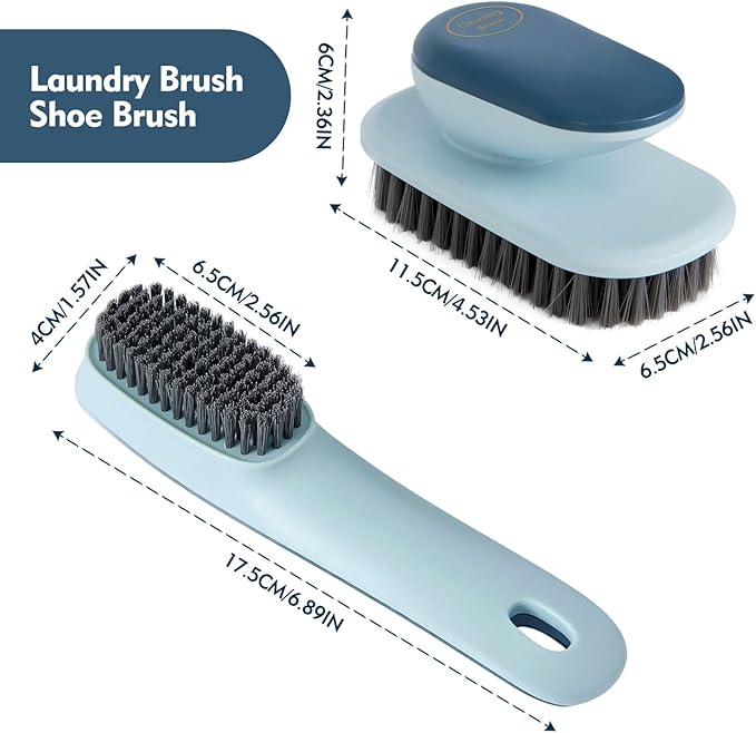 Shoe Brush ＆ Laundry Brush Set, Shoe Brushes for Cleaning, Laundry Brush for Stains On Clothes, Household Cleaning Tool