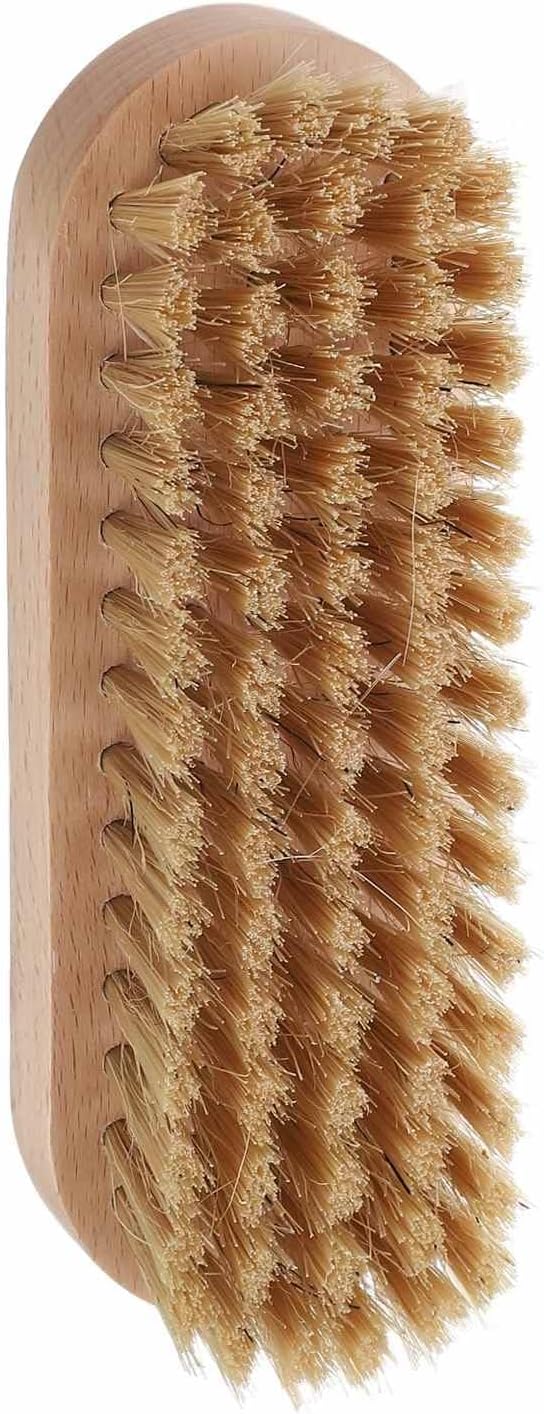 HARFINGTON Shoe Cleaning Brush 5"x2" Beech Wood Pig Bristle Boot Polish Brushes for Leather Shoes Boots Cloth Cleaner, Brown Wood