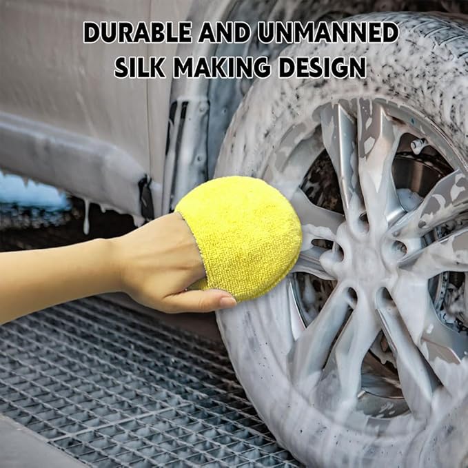 10PCS Wax Applicator Pads, Polishing Pad, 5" Diameter Soft Microfiber Polishing Care Foam Sponge with Finger Pocket, Car Buffing & Detail Foam Wax Applicator Sponge for Car Cleaning (Yellow)