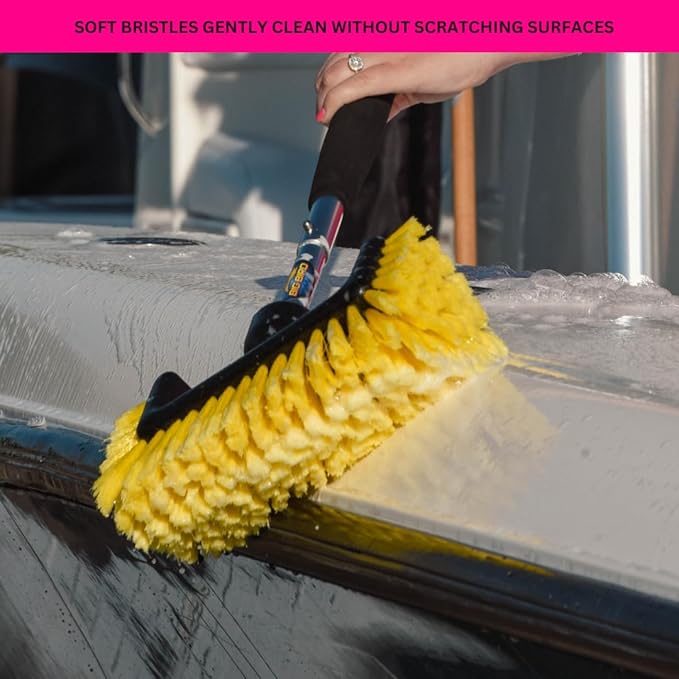 Big Bird Brush (Soft) Yellow Boat Deck Scrub Brush for Cleaning and Washing - Boat Cleaner & Car Cleaner - Attachment Only