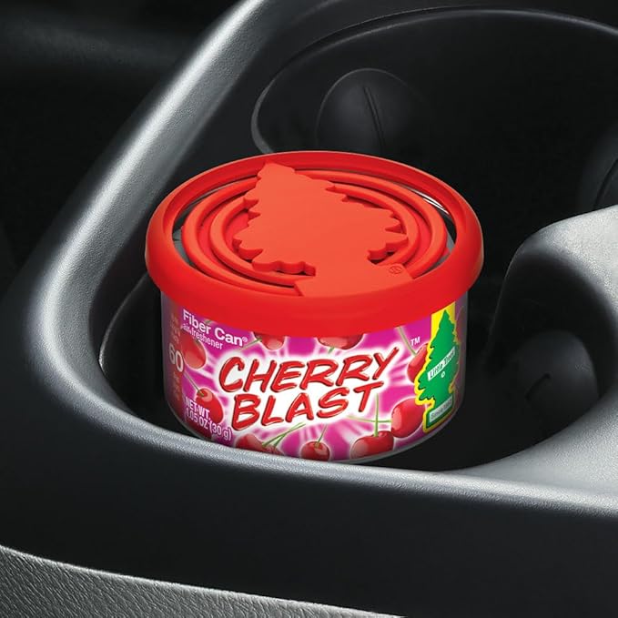 LITTLE TREES Car Air Freshener | Fiber Can Provides Long Lasting Scent for Auto or Home | Recycled Fiber | Cherry Blast, 4 Air Fresheners