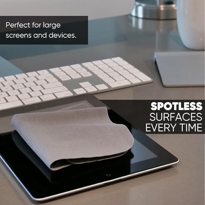 Microfiber Wholesale Premium TV Screen Cleaning Cloth Black | 14”x14” | 3pk | Soft Microfiber Suede | XLarge Reusable | No Lint Scratch-Free Durable | Large TVs Monitors