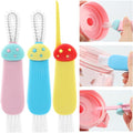 3 in 1 Multifunctional Lid Gap Cleaning Brush Set - Cup, Bottle, Sport Water Bottle (Pink, Yellow, Blue)