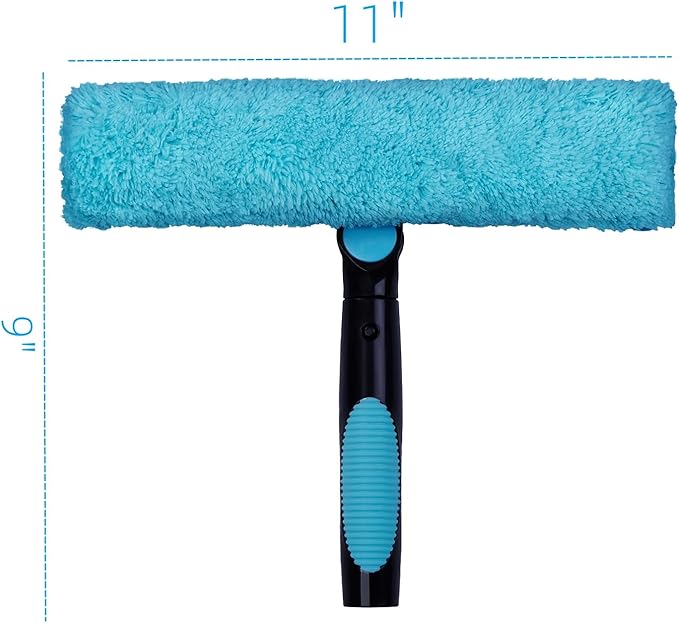 11" Window Squeegee and Microfiber Scrubber 2-in-1 Combo Cleaning Tools (Attachement Only) (9)