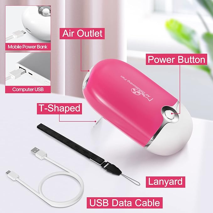 Lash Eyelash Fan Kit - Mini Portable Fans with 50 Lash Shampoo Brush, 3 Nose Blackhead Facial Cleaning Brush, 1 Plastic Wash Bottle (ROSE)