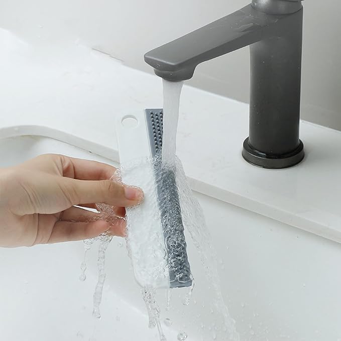 Topyond Silicone Squeegee, Small Portable Bathroom Accessories Water Blade for Cleaning Bathroom Shower Mirror Glass, Kitchen Countertop Sink, Car Windows Wiper Scraper Gray (White Gray)