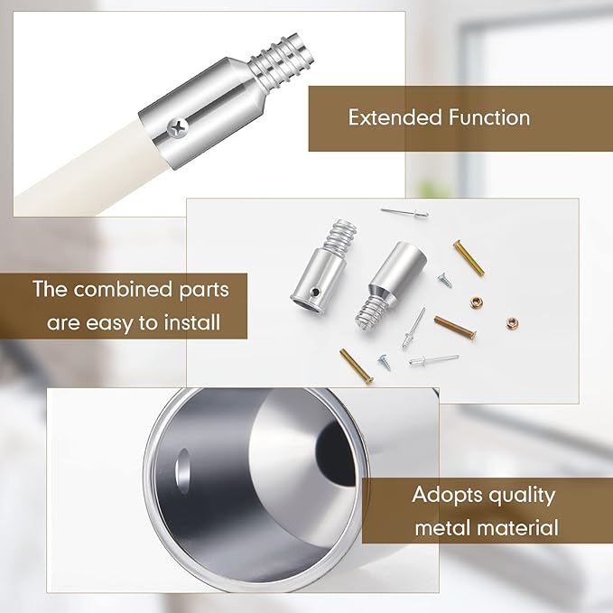 Zhengmy 6 Pcs Threaded Tip Replacement, Broom Handle Threaded End, Pole Handle Replacement, Extension Pole Adapter Tips for Metal Broom(1 Inch, 0.8 Inch)