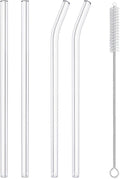 Hiware Reusable Glass Straws Set, 5-piece Drinking Straws with Cleaning Brush, 10" x 10 mm, Dishwasher Safe