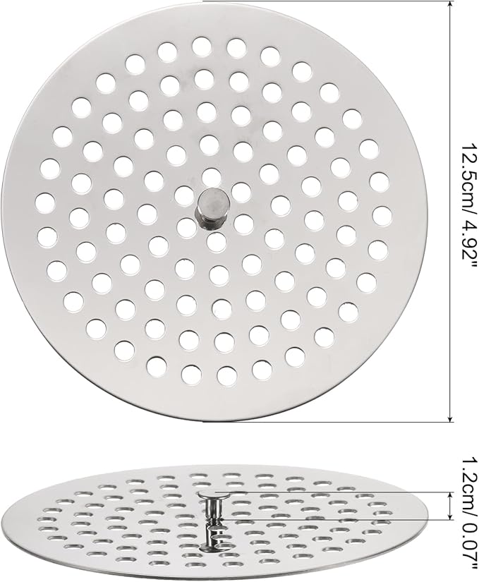 uxcell Shower Drain Hair Catcher, 4.9 inch Stainless Steel Round Floor Drain Cover Anti-Clogging Protection Cover Replacement for Furniture Repair Bathroom Kitchen