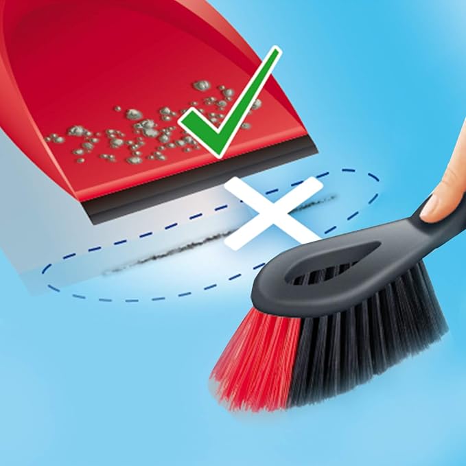 Vileda 2 in 1 Dustpan Set, 14 x 14 x 34.6 cm, Red