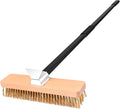 Large Pizza Oven Brush with Scraper, 10.7" Length Brass Bristles Grill Brush with 37 or 52.8 Inch Long Handle, Backyard Pizza Oven Accessories