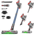 Cordless Vacuum Cleaner for Home, Powerful Stick Vacuum with Rechargeable Battery, Green Light Anti-Tangle Brush, 6-in-1 Lightweight Handheld Vacuum for Pet Hair, Hard Floor, Carpet, Red