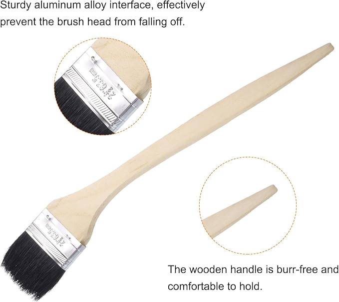uxcell 3pcs Bent Radiator Paint Brush 2.5" Width Curved Wall Paint Soft Bristle Brushes with Long Wood Handle for Painting DIY Wall Treatment