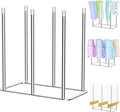 Water Bottle Drying Rack Reusable Bottle Rack Dryer Kitchen Stand Holder Metal Countertop Baby Bottle Drying Rack Water Cup Drying Rack for Plastic Bags, Bottles and Cups (Sliver, Large)