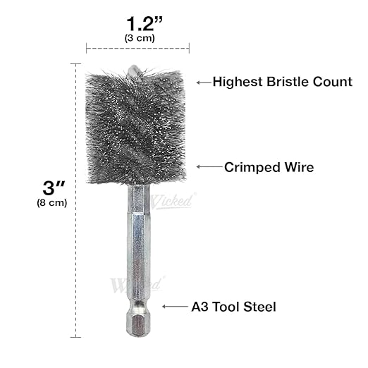 WICKED Professional ID Copper Tube Pipe Cleaner Replacement Brushes (1” (6-Pack))