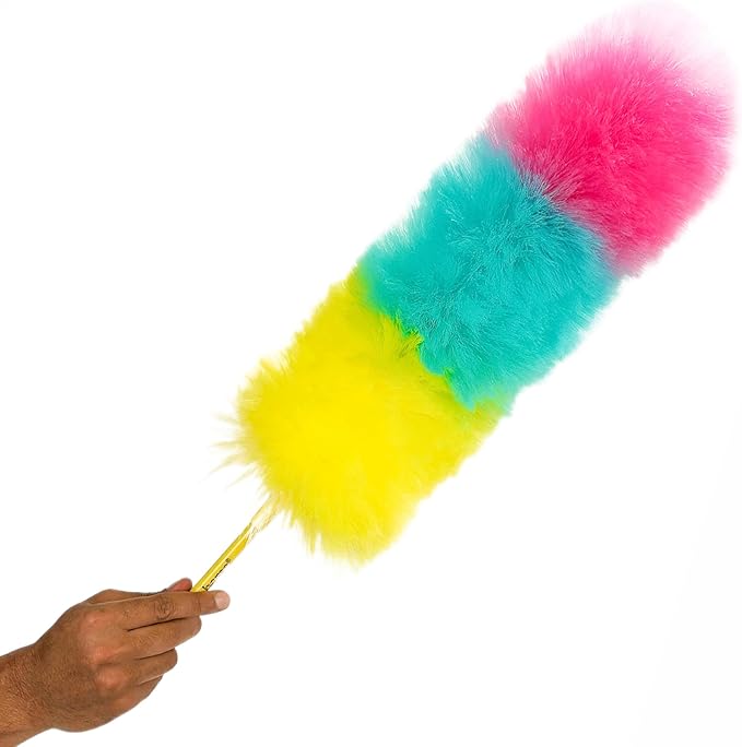 Kitchen + Home Large Static Duster - 27" Inch Electrostatic Feather Duster attracts dust Like a Magnet! - Cotton Candy