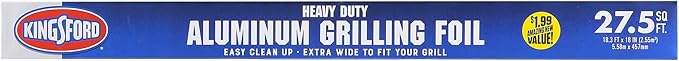 Kingsford Heavy Duty Aluminum Grilling Foil - Durable Wrap For Babecuing, Cooking, Steaming, and Food Storage - 27.5 Sq. ft Roll