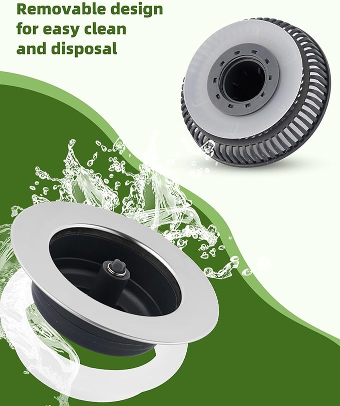 Universal Kitchen Sink Strainer Stopper Combo, 3 in 1 Pop Up Kitchen Sink Stopper with Chrome Stainless Steel Wraped Shell for US Standard 3-1/2 inch Drain Filter, Anti-Clog