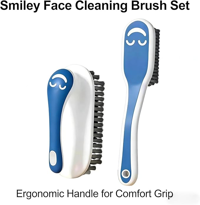 2 PCS Soft Bristle Shoe Brush Set – Long Handle & Short Handle Scrubbing Brushes – Gentle Bristle Cleaner Kit for Sneakers, Canvas Shoes, Laundry, and Household Cleaning