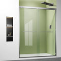 Brushed Nickel Shower Glass Door,56-60 x 72 inch Bathroom Sliding Door with 1/4'' Clear Tempered Glass,Double Sliding Shower Doors for Walk-in Shower,Semi-Frameless Shower Door