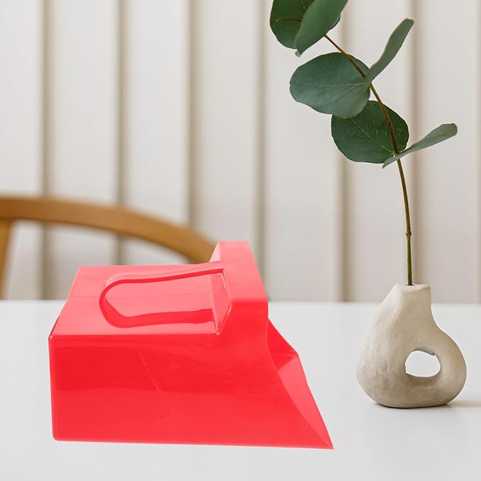 VOSAREA Handheld Dustpan and Garbage Shovel, Thickened Red Plastic Reusable Table Cleaning Dust Pan with Handle for Home and Office Use